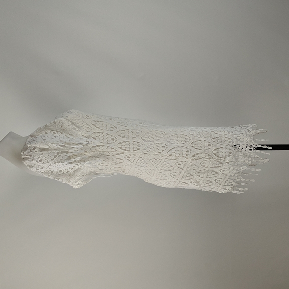 Lioness Dress Size Medium White Lined Cap Sleeves Zip-up Back Lace Fringe BNWT - Picture 5 of 8